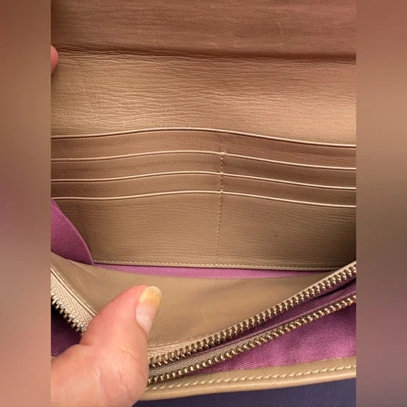 Low start Vintage BVLGARI Isabella Rossellini Beige Leather ZipAround LongWallet - Picture 5 of 15